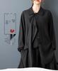 Spring Dark Style Niche Design: Loose Lapel Sashes Shirt & Wide Leg Pants Set