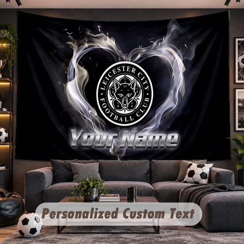 Wall Hanging Tapestry Custom NameLeicester City Pattern Personalized Printed Fabric Wall Decor