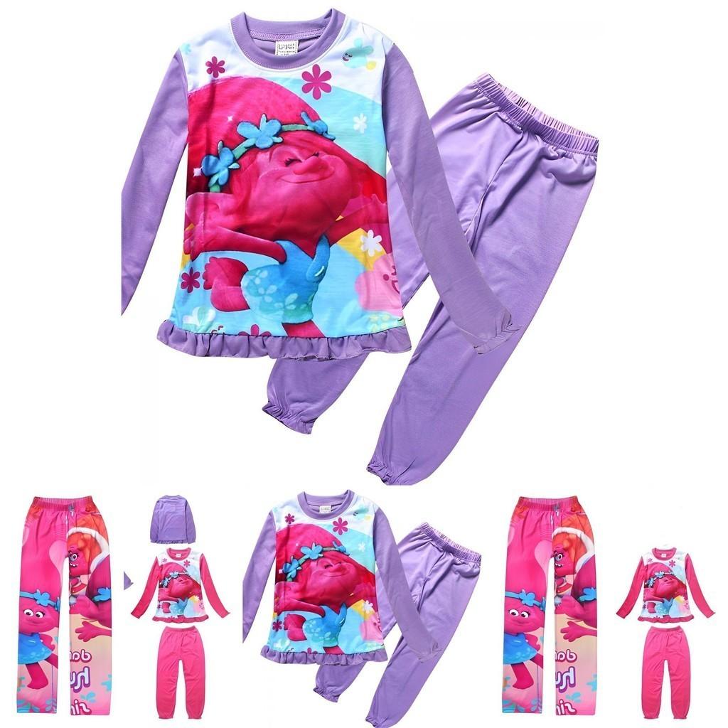 Adorable Trolls Kids Girl Cartoon Winter Sleepwear Pyjamas Tracksuits Nightwear Nightgown
