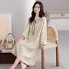 Women's Casual Cotton-like Long Sleeve Nightgown - Autumn Plus Size, Round Neck, Loose Fit