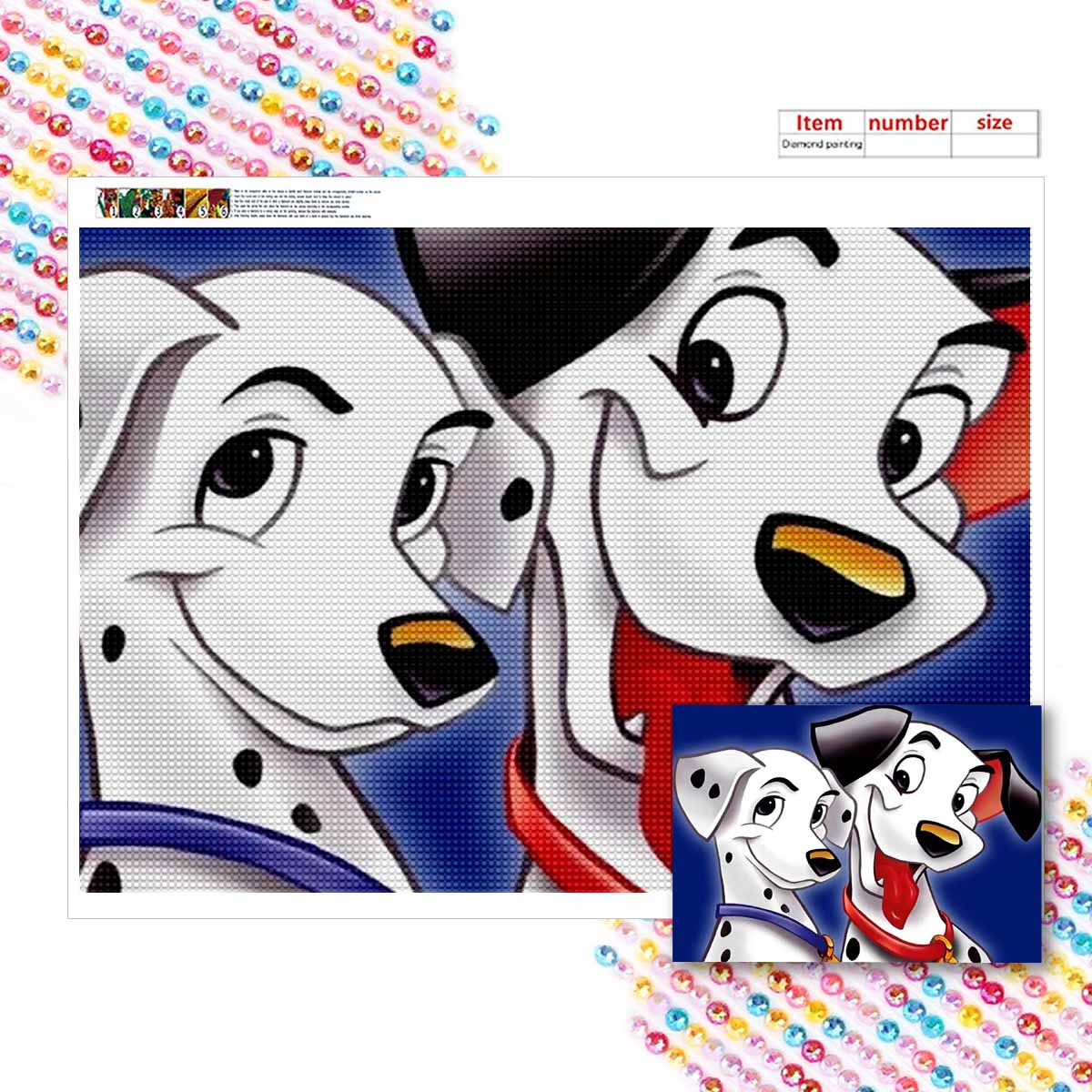 

DIY Diamond Painting Cute Spotted Dog Cross Stitch Kit Mosaic Art Diamond Painting Full Circle Diamond Home Decoration Round 20x30cm