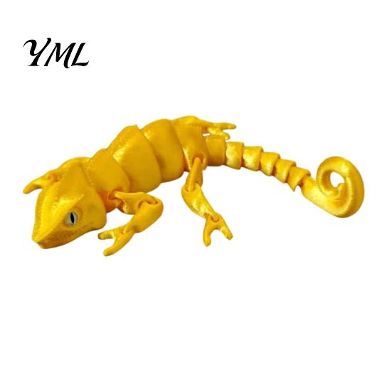 Chameleon Decorative Figurine 3D Printed Figurine, Realistic Articulated Lizard Toy, Animal Educational Teaching Aid Model with Moveable Joints
