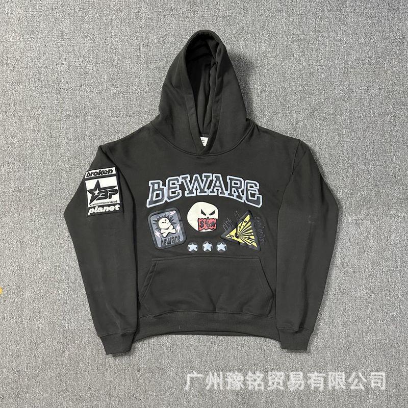 Broken Planet Oversized Hoodie Jogger Set Mens Streetwear Cotton Fleece Letter Puff Print Loose Fit Winter