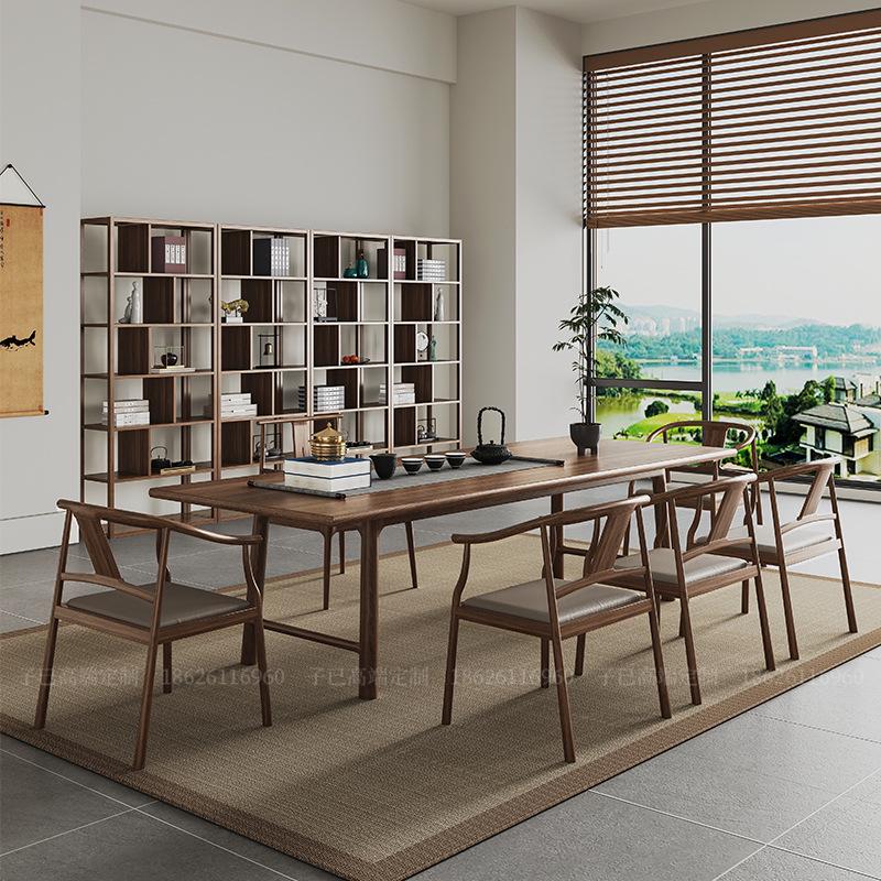 Zen Black Walnut Tea Table: Versatile Solid Wood Desk for Tea Making, Dining, and More