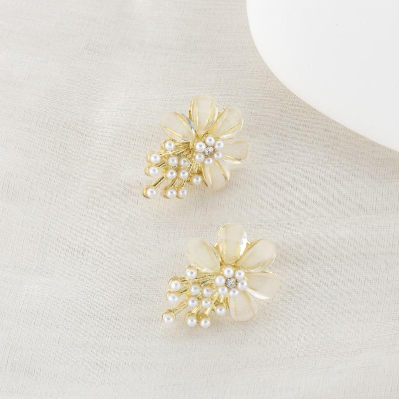 Kamelie Mückenspirale Halter Perlenblume Retro Ohrclips Ohrringe - Kein Piercing erforderlich