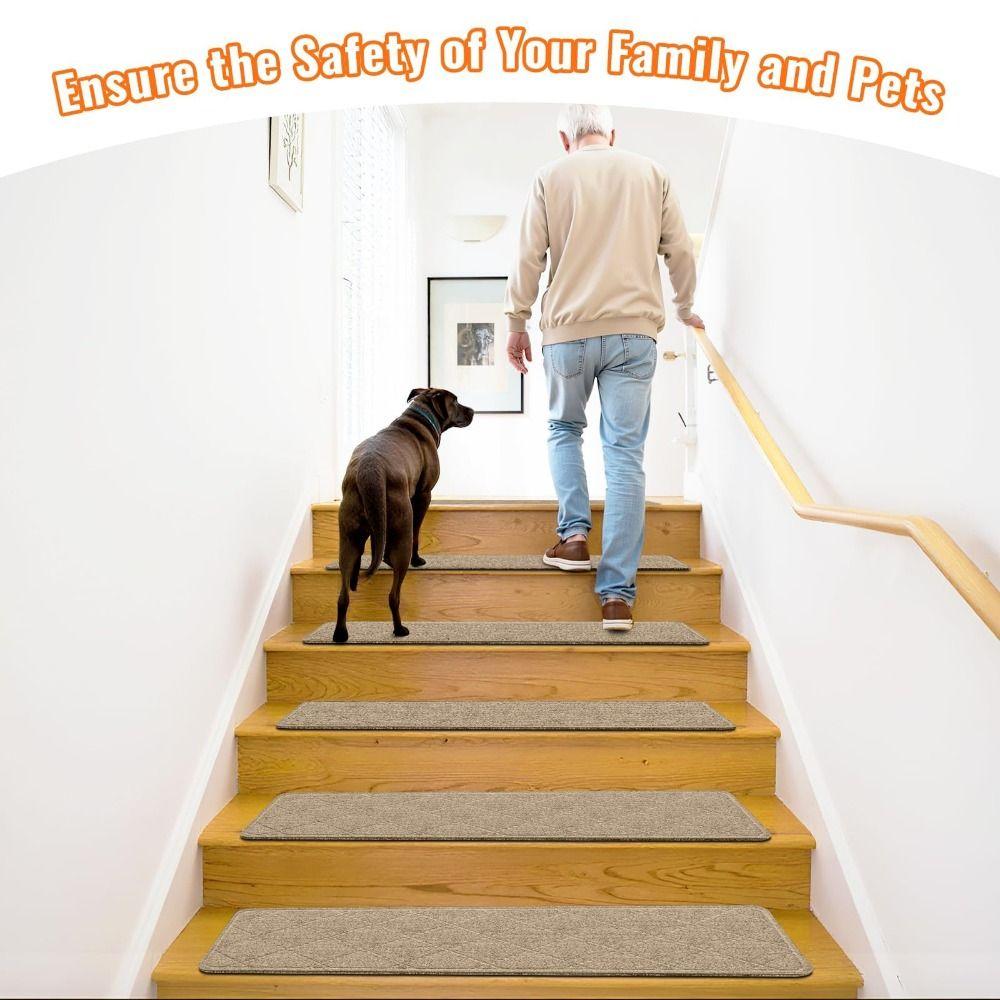 1pc Non-Slip Carpet 8x30 Inch Stair Mats Trendy Stair Treads  for Most Steps