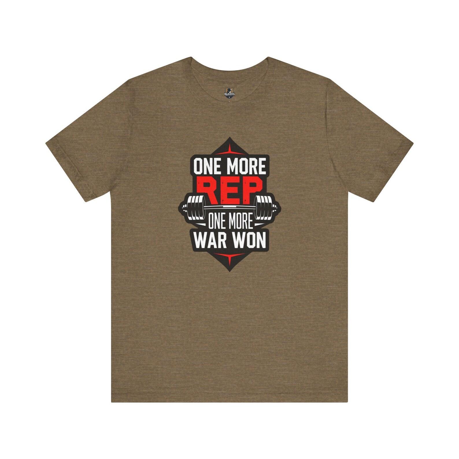 Motivational Fitness Tee -  One More Rep, One More War Won  Unisex Jersey Short Sleeve T-Shirt, WorkouT-Shirt, Gym Apparel, Gift for [...] L