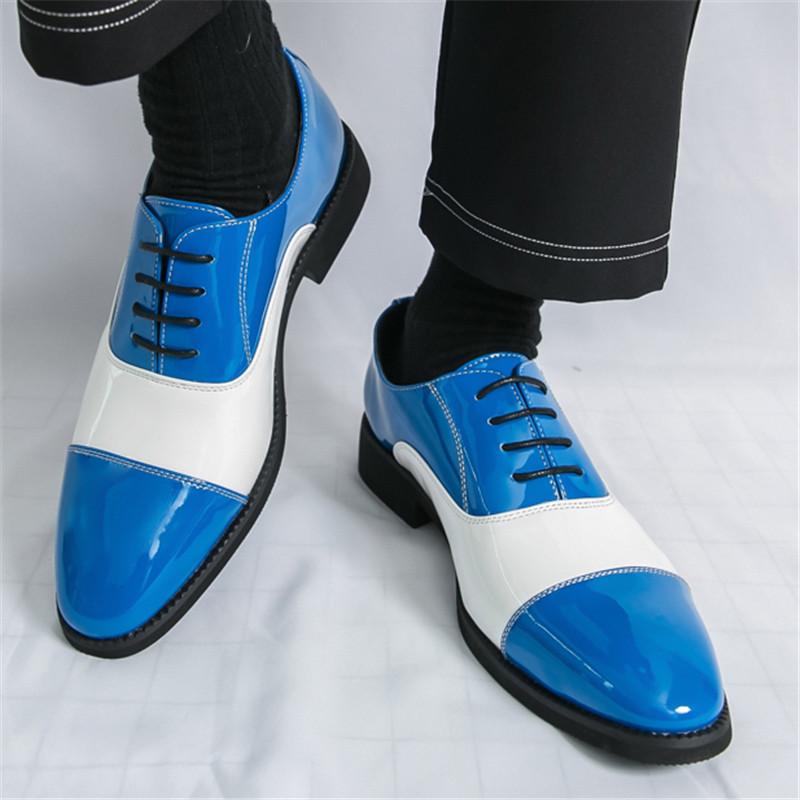 Fashion New British Gentleman Fashion Mixed Color Lace Up Brogues Oxford Shoes Designer Formal Wedding Prom Dress Homecoming Footwear