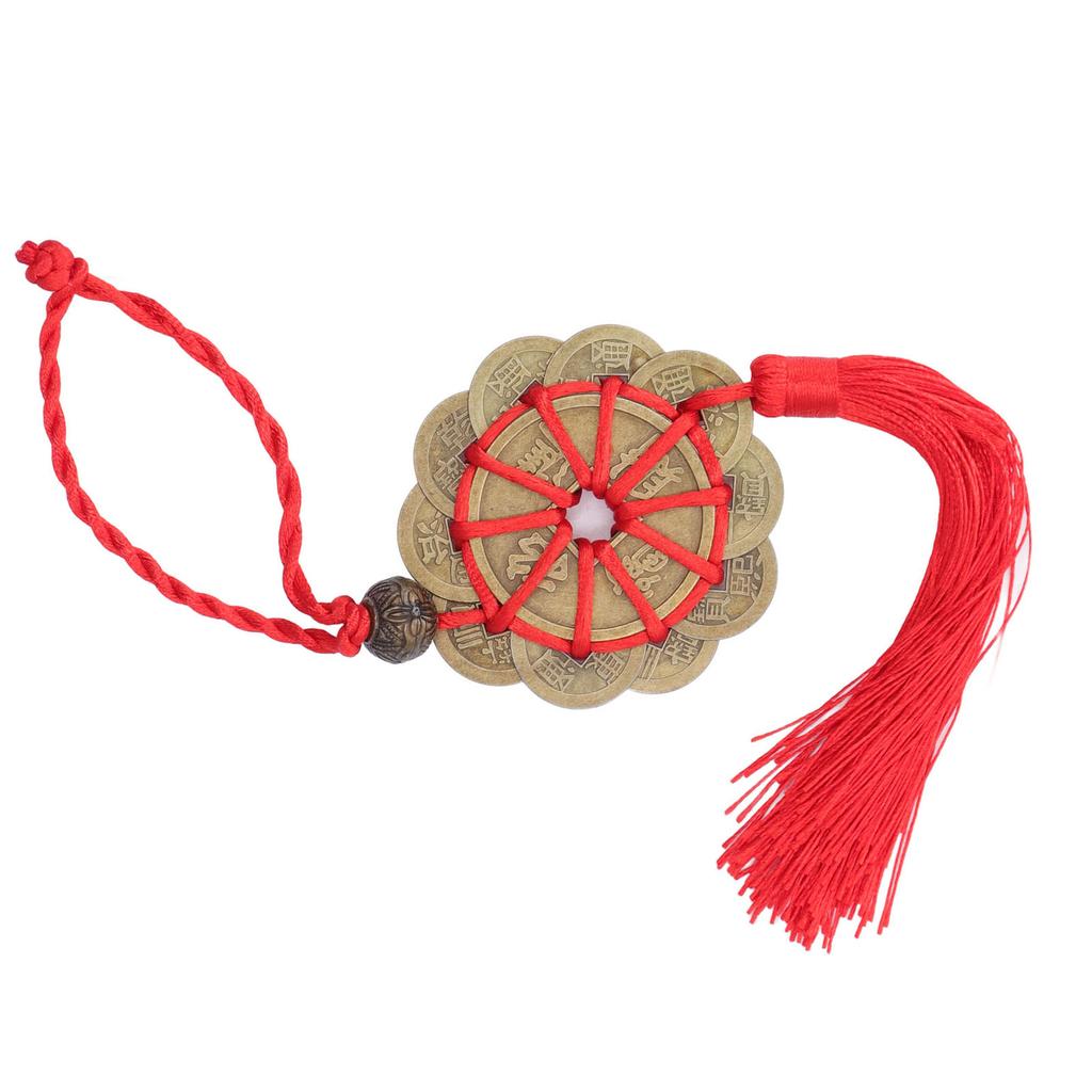Chinese Feng Shui Coins Fortune Money with Red String Hanging Ornament for Chinese New Year Decoration