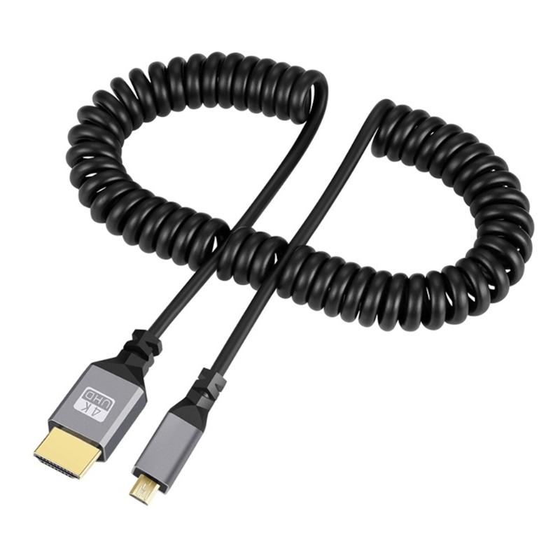 HDMI-compatible 4K Coiled Cable, HDMI-compatible 2.0 Version High Speed Cable, Male to Male Adapter Spring Spiral Cord
