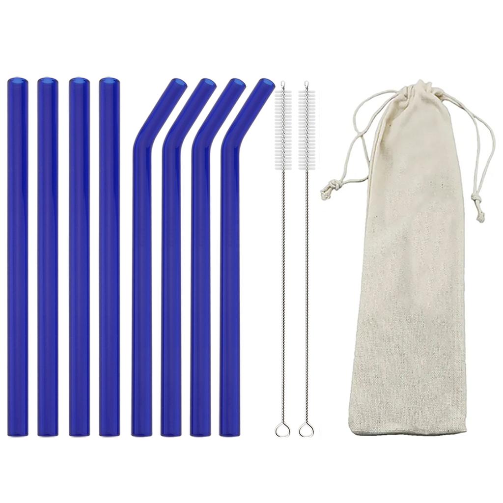 11pcs High Borosilicate Glass Straw Reusable Drinking Straw Wide 12mm Pearl Milkshake Bubble Tea Straw with Brush Storage Bag