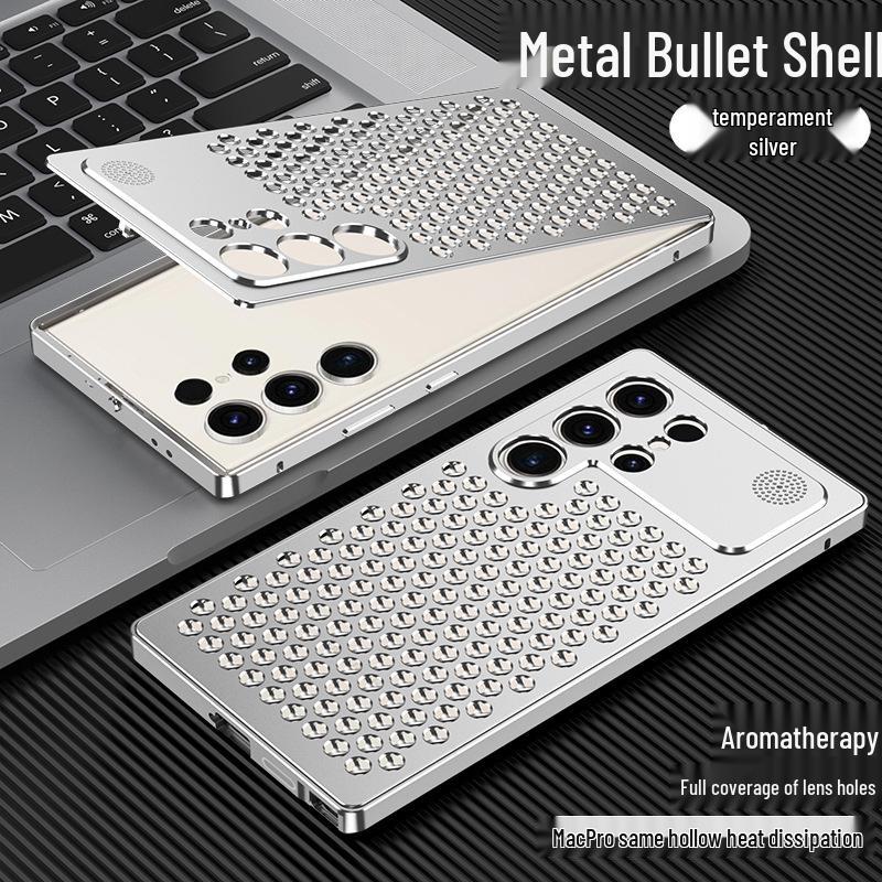 Custodia Raffreddante in Metallo per Aromaterapia Samsung S26 Ultra: Cover Protettiva Anti-Caduta a Scatto per S25 e S24 Ultra