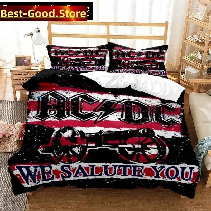 Fashion AC DC Rock Band Bedding Set Printed Bed Set With Pillowcase Bed Duvet Cover Soft Single Double Queen Super King Size