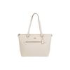 Gallery 32 Unifarbene Metall-Logo-Tasche aus Leder mit Kreuznarbung für Damen, Tote Bag, Weiß 79608-IMCHK