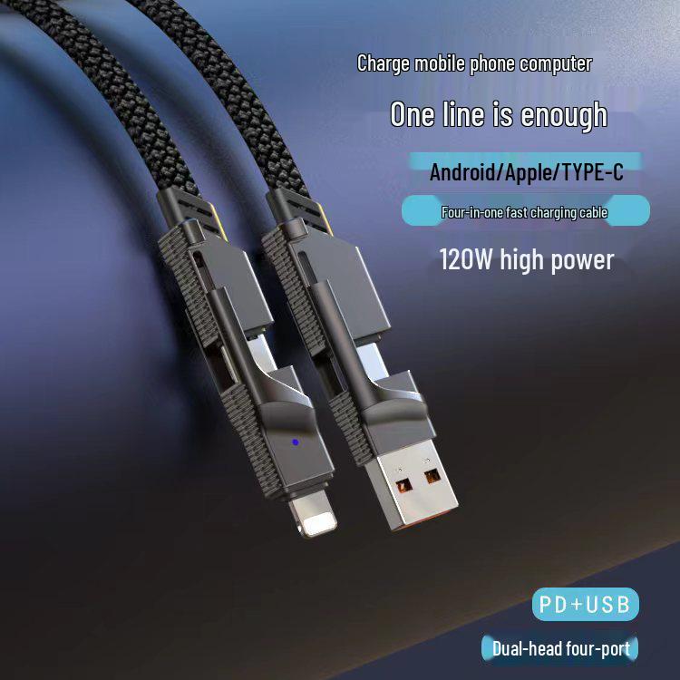 Zinc Alloy Braided 4-in-1 Type-C PD Fast Charging USB Cable