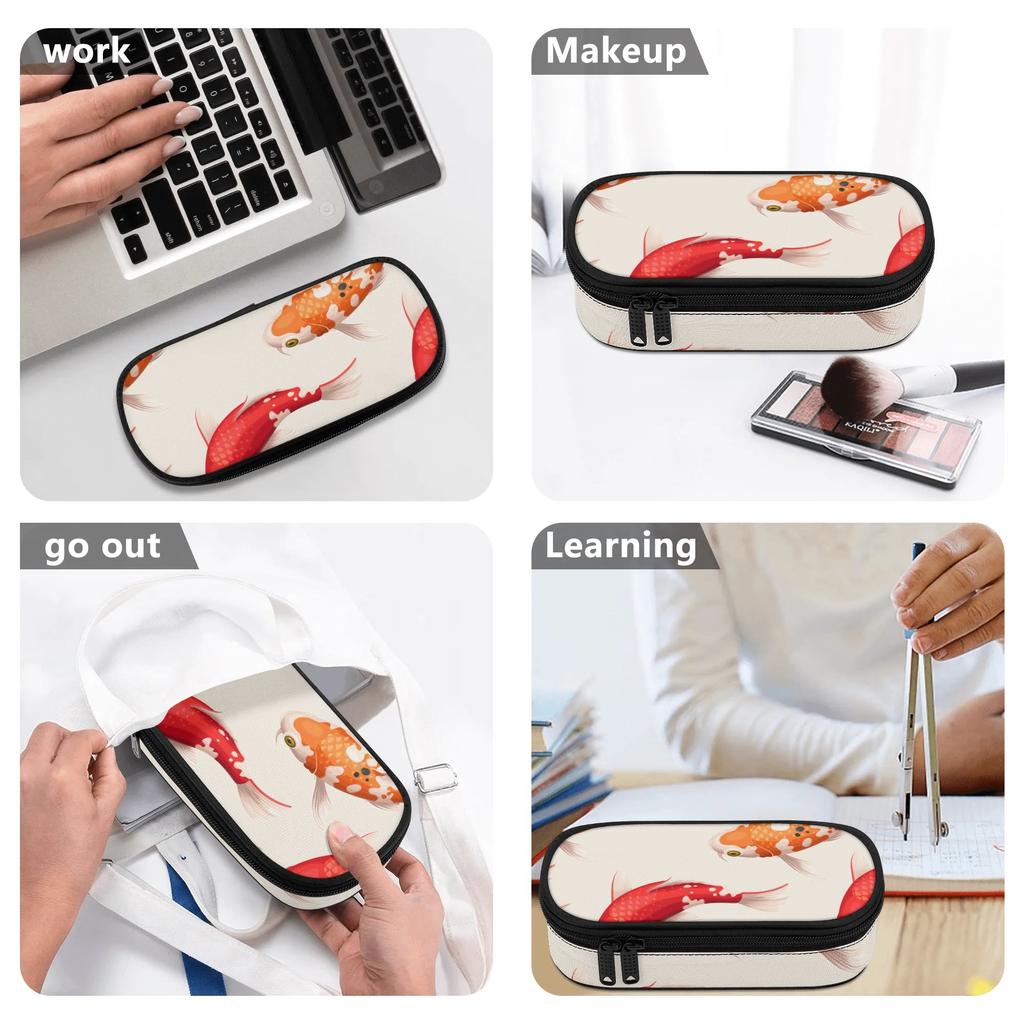 Pencil Pouch Secure Zipper Spacious Storage 300D Polyester with Pen Slot Board Mesh Pocket and Large Storage Section for Students