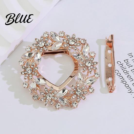 Wear-resistant Brooch Women Scarf Fastener Sparkling Rhinestones Leaves Flower Shape