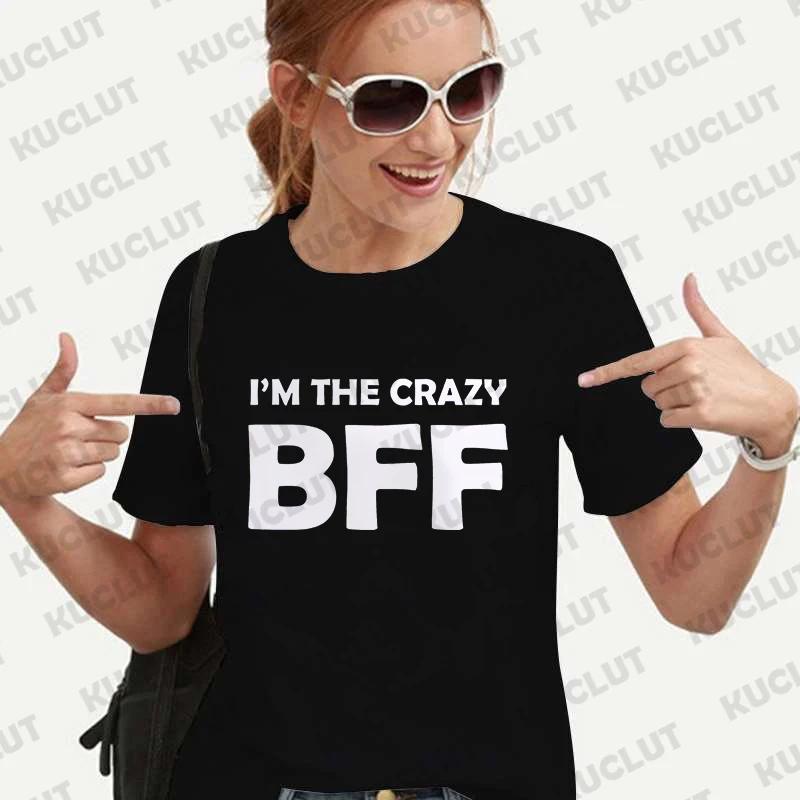 BFF Unisex T-Shirt Vintage Tee Lockere Oberteile Crazy BFF Lustiges Geschenk Beste Freunde Geburtstag T-Shirt für Unisex Sommer Harajuku T-Shirts