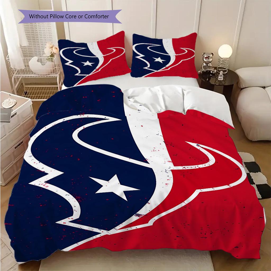 Set Copripiumino Trapuntato con Fantasia Houston Texans Federa Decorazione per la Casa Regalo di Compleanno (1 * copripiumino + 2 * federa, senza nucleo)