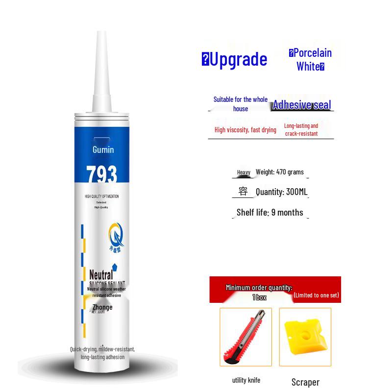 Solid Folk Glass Glue: Fast-Drying Waterproof Silicone Sealant - Weatherproof, Mildew-Proof, Transparent & White Porcelain Glue