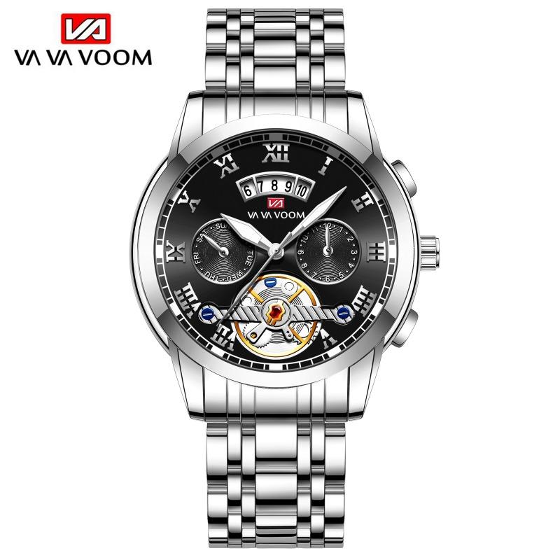 Stainless Steel Tourbillon Non-automatic Mechanical Multi-function Business Watch Luminous Waterproof Watch Male