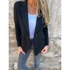QICED Damen Vintage Casual Solid Color Print Herbst Winter Langarm POLO Neck Jacken & Mäntel