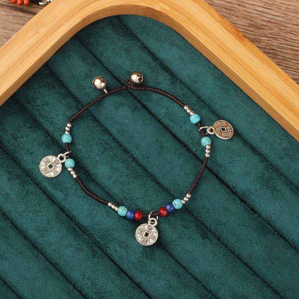 Ethnisches Retro Nepalesisches Tibetisches Handgewebtes Türkis Perlen Damenarmband