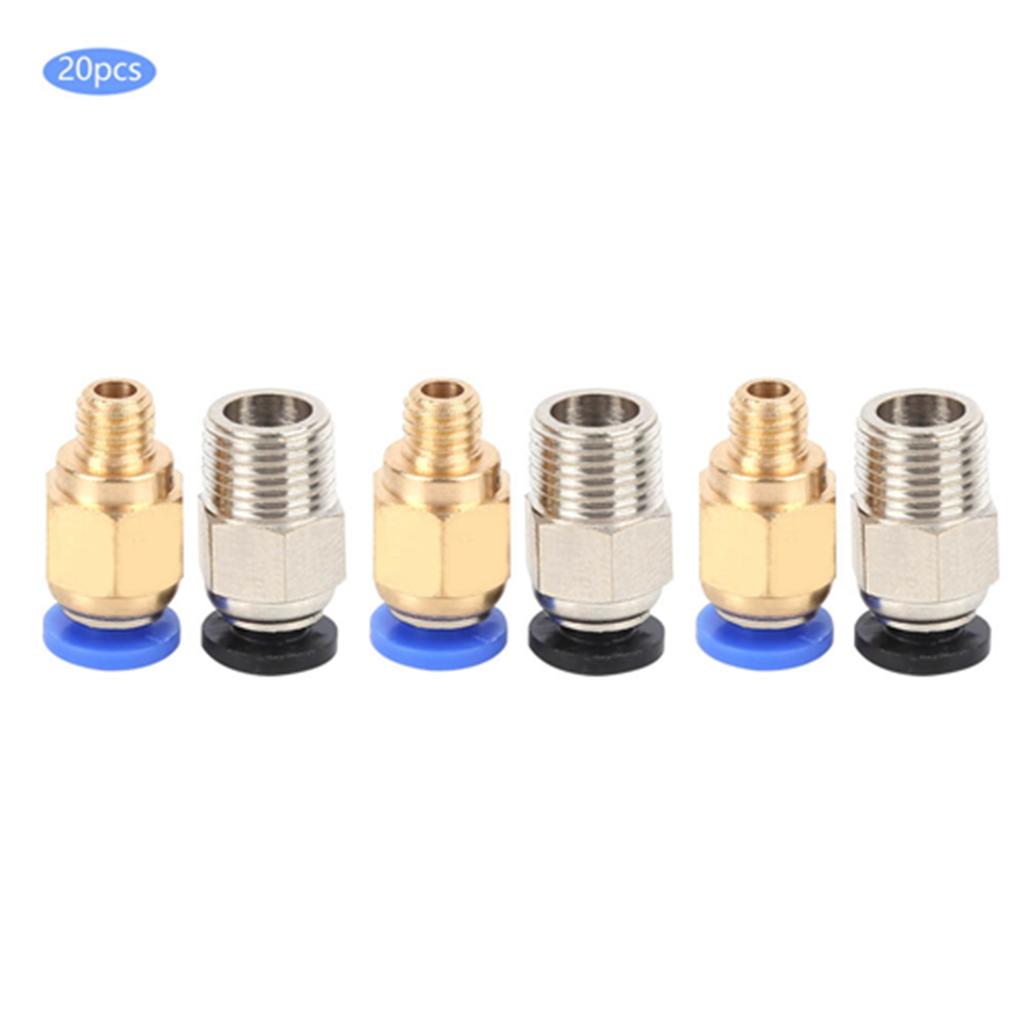 20Pcs Straight Pneumatic Fitting Push Connect for Bowden Ex 3D Printers PC4‑M10 PC4‑M6