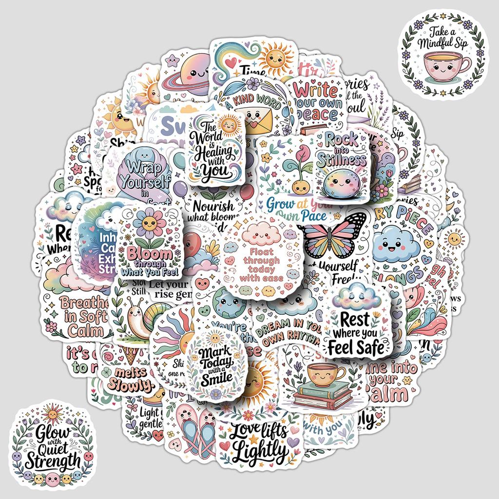 50/100 Pcs Cute English Phrase Cartoon Doodle Stickers DIY Game for Stationery Box Notebook Fridge Storage Box Vinyl Decals