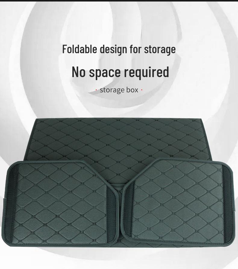 Trunk Storage Box: Multifunctional Folding Car Organizer with Logo-Printed Leather