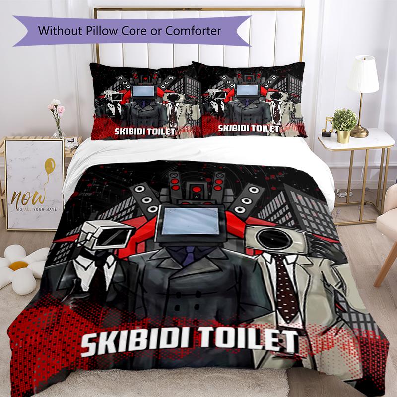 3pcs Skibidi Toilet Multiverse2 Design Cover Set - HD Printed Bedding with 1 Cover and 2 Pillowcases - Perfect for Home and Dorm Decor