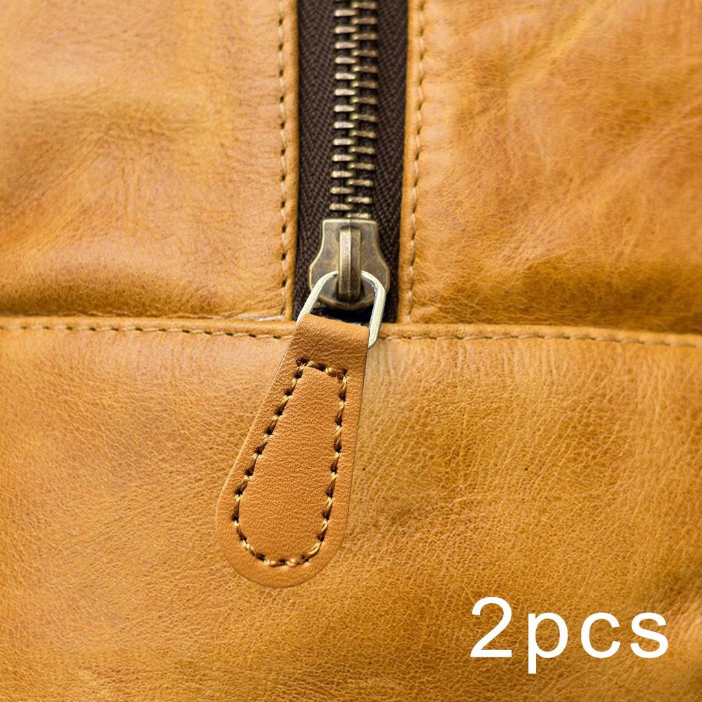 2Pcs Zipper Pulls, Zipper Heads PU Leather Replacement Zip Puller Tags Pull Tabs