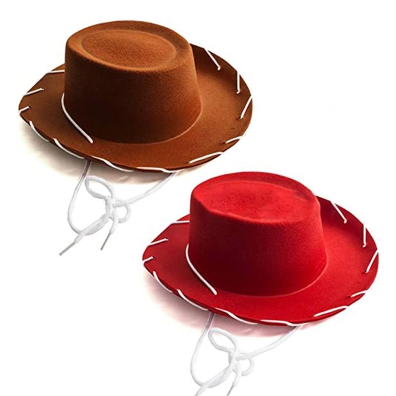 Child Kid Boy Girl Leather Felts Wide Brims Cowboy Western Hat Cowgirls Caps
