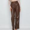 Girls' Spring High-Stretch PU Leather Leggings Personalized Solid-Color High-Waisted Long Pants