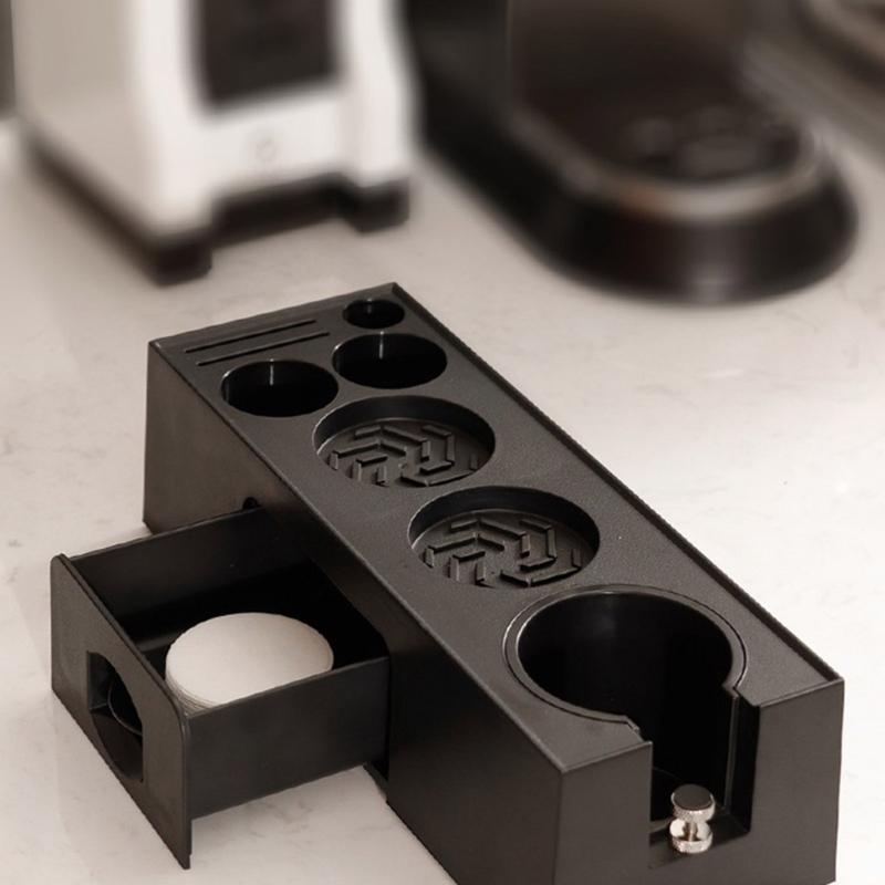 ABS Coffee Portafilter Rack Distributor Holder Convenient Espresso Tamper Mat Stand with Drawer Coffee Accessories