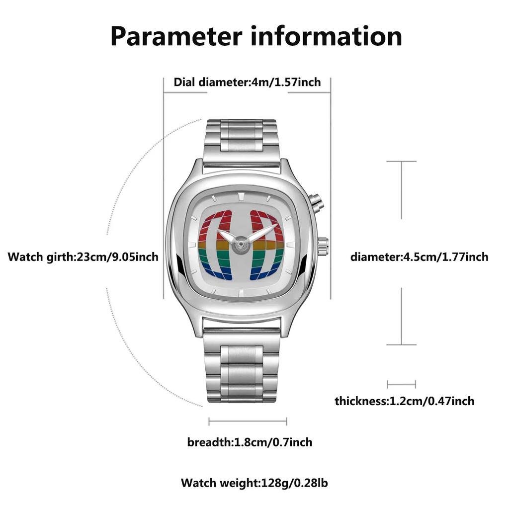 Red Quartz Watch Color Square Y2K Pointer Number Dual Display Steel Personalize Hot Watches Men Business Dynamic Design Clcok