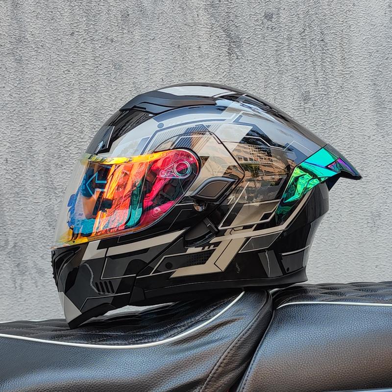 2024 New Motorcycle Helmet DOT Certified Double Lens Open Face Helmet Safety Modular Flipped Helmet with Sunshade