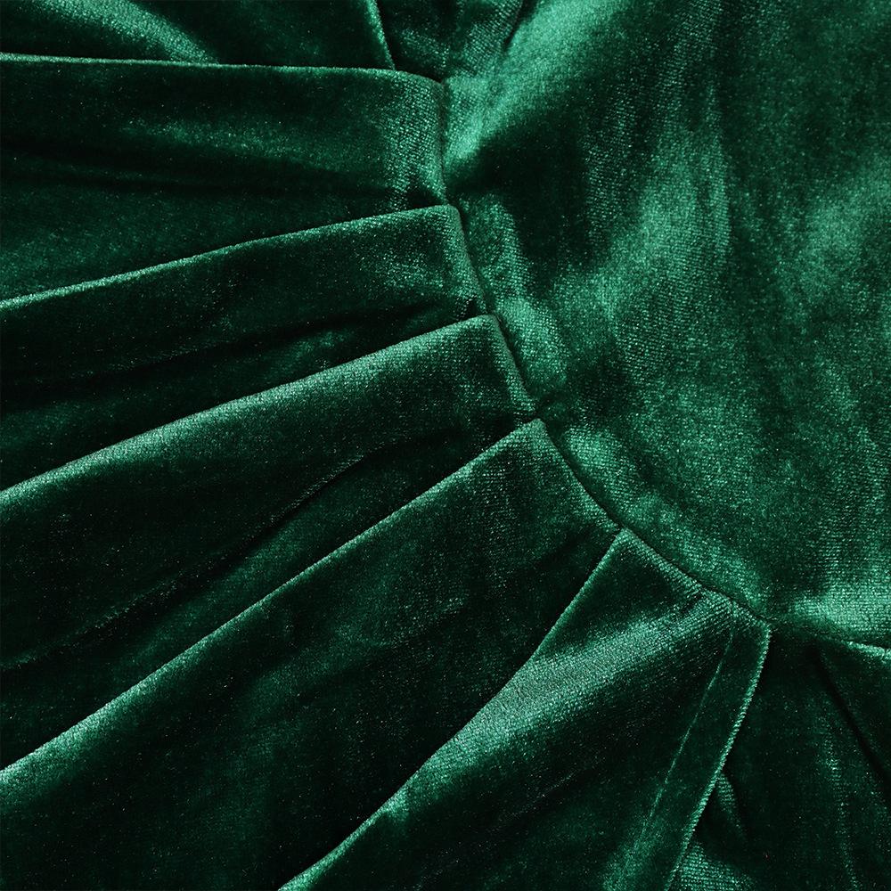 GMXIA Damemote Sommer Vår Ensfarget Print Langermet V-hals Høy midje uformelle kjoler