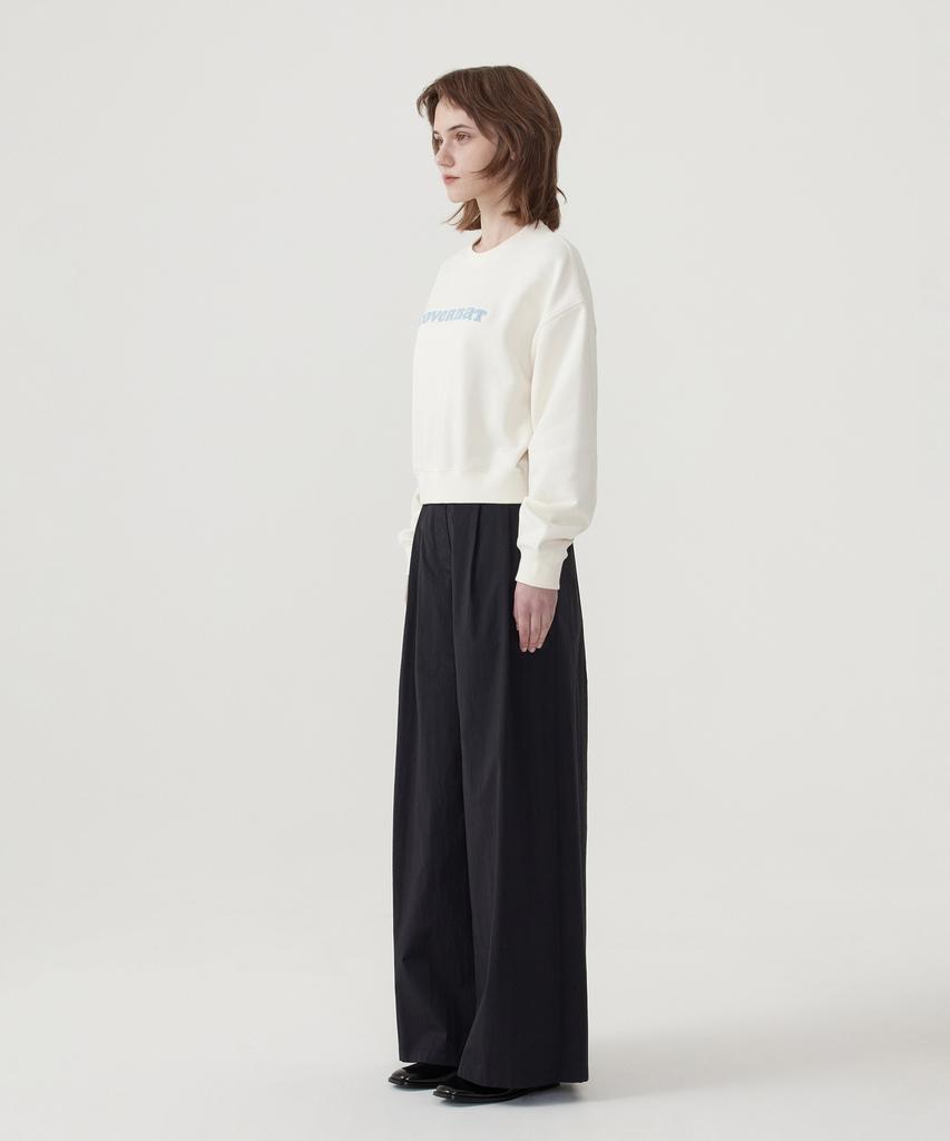 COVERNAT WOMAN Double-Pleat Elastic Waist Wide Pants Black