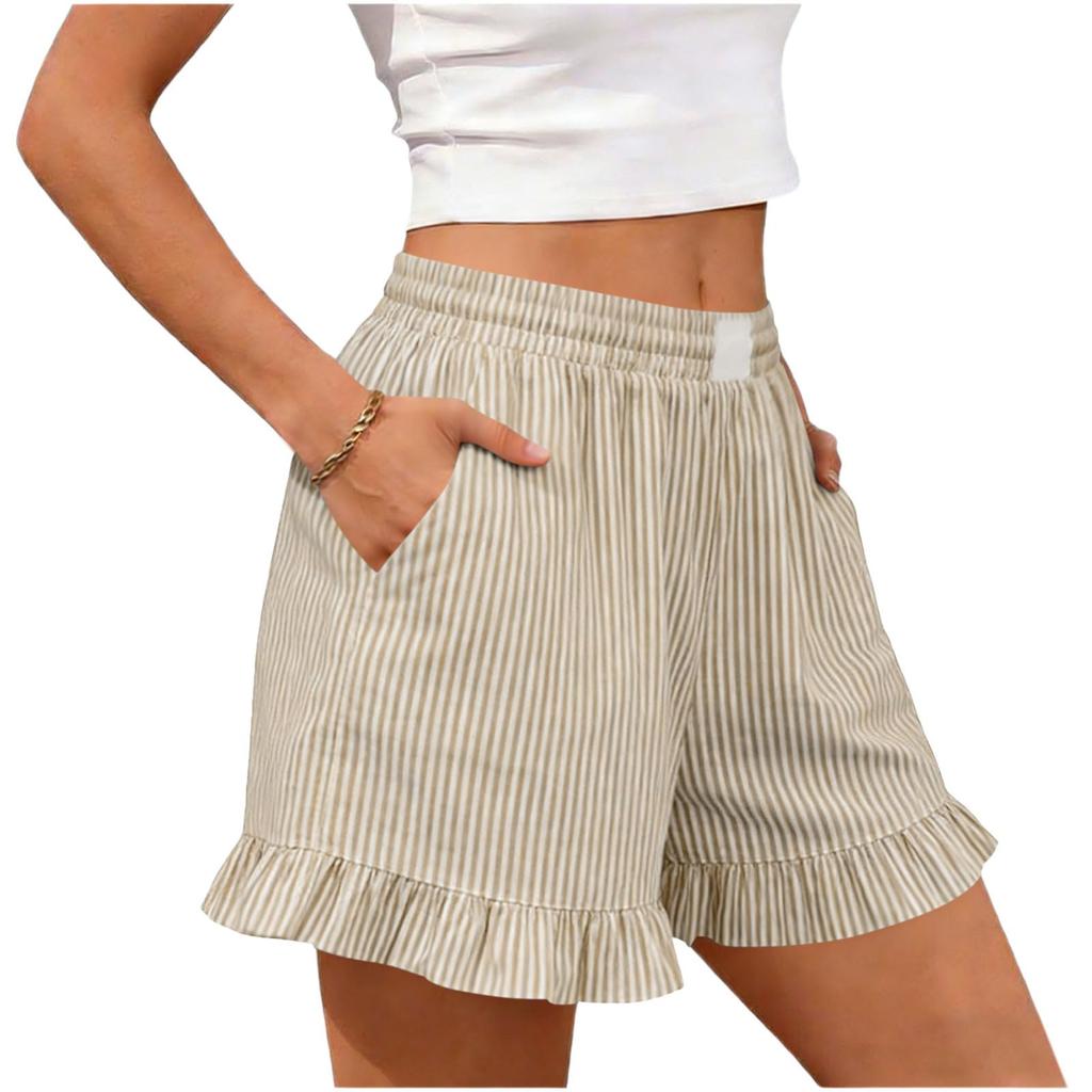 Shorts For Women Striped  Casual Summer Loose Pocket Shorts