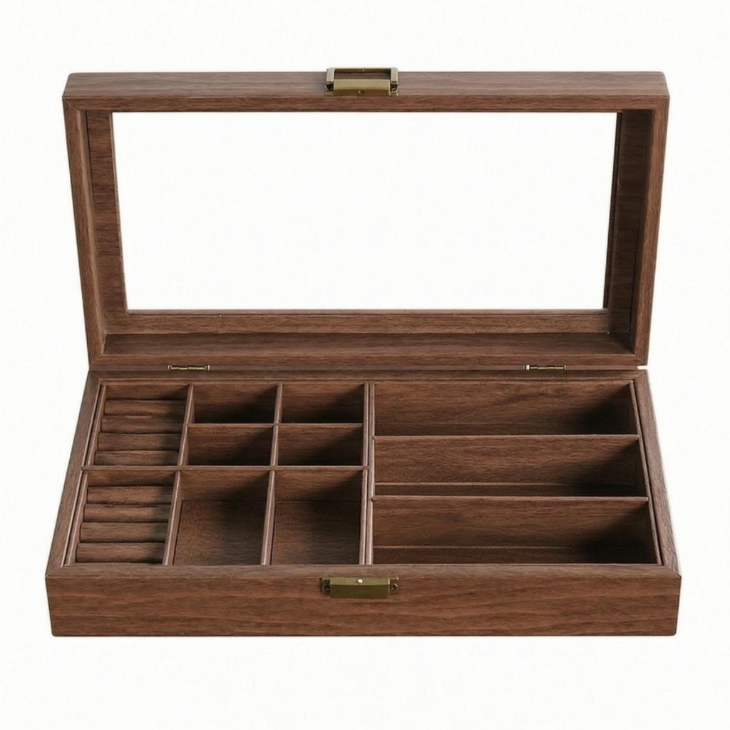 Jewelry Organizer Box with Transparent Lid Dust-Resistant for Dresser, Bedroom