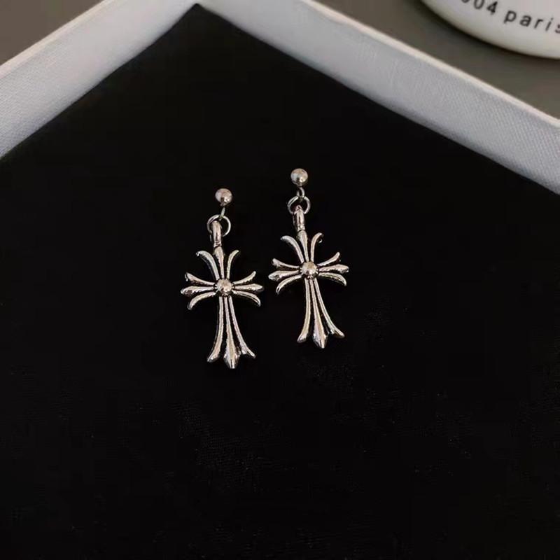 Silver Needle New Sweet Cool Wind Cross Earrings Niche Individual Cold Wind Stud Earrings Earrings Fashion Temperament Earrings Women