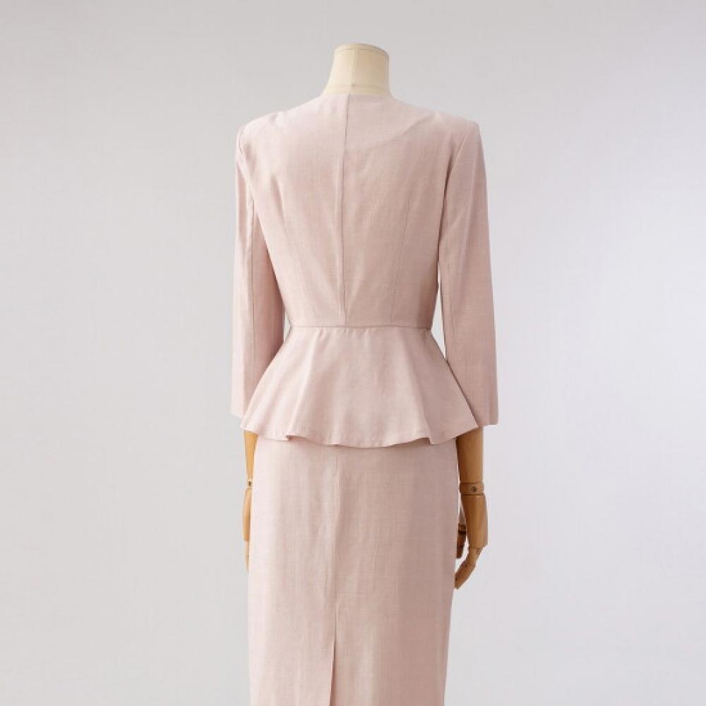Win Women S Gold Button Fake Fur Peplum Jacket + Skirt Set