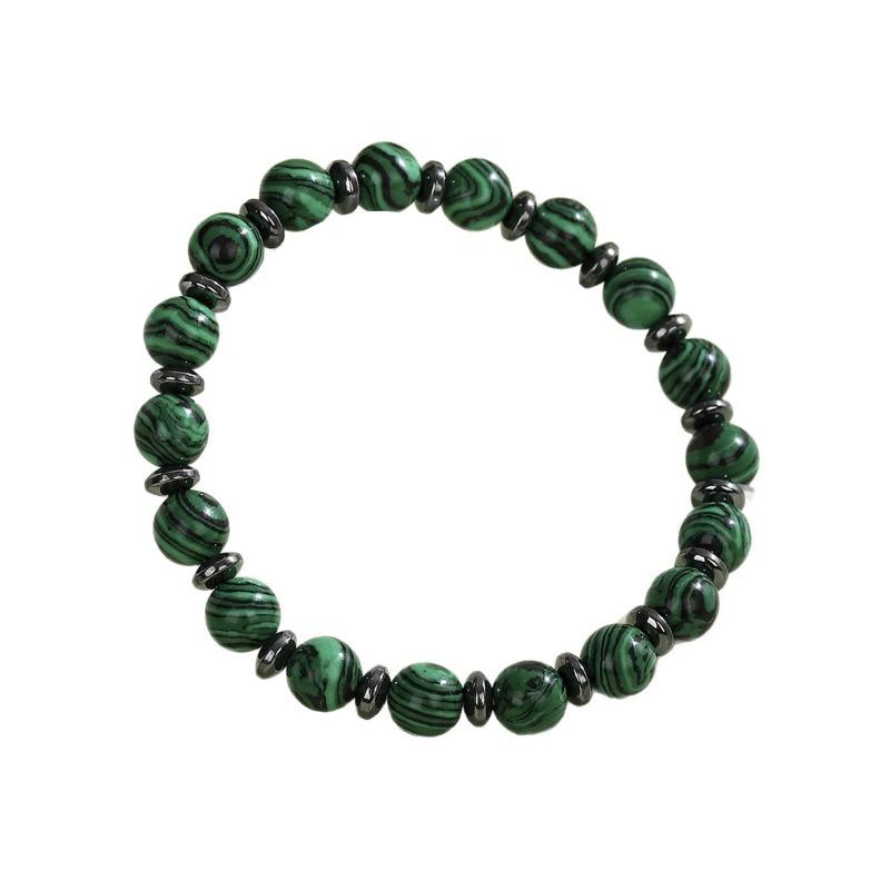 New green peacock beaded bracelet hot-selling punk style men's round beaded beaded bracelet street stall batch