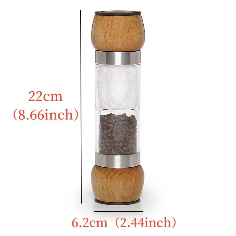2-in-1 Salt Pepper Mill Wood Dual Pepper Grinder,Coarse Salt Grinder,Capacity 100ML * 2,Salt And Pepper Spice Shaker Grinders