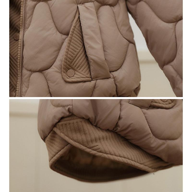 Veste d'hiver tendance ample en coton rembourrée de duvet pour femme à capuche confortable fausse deux pièces manteau bouffant élégant polyvalent vêtement d'extérieur