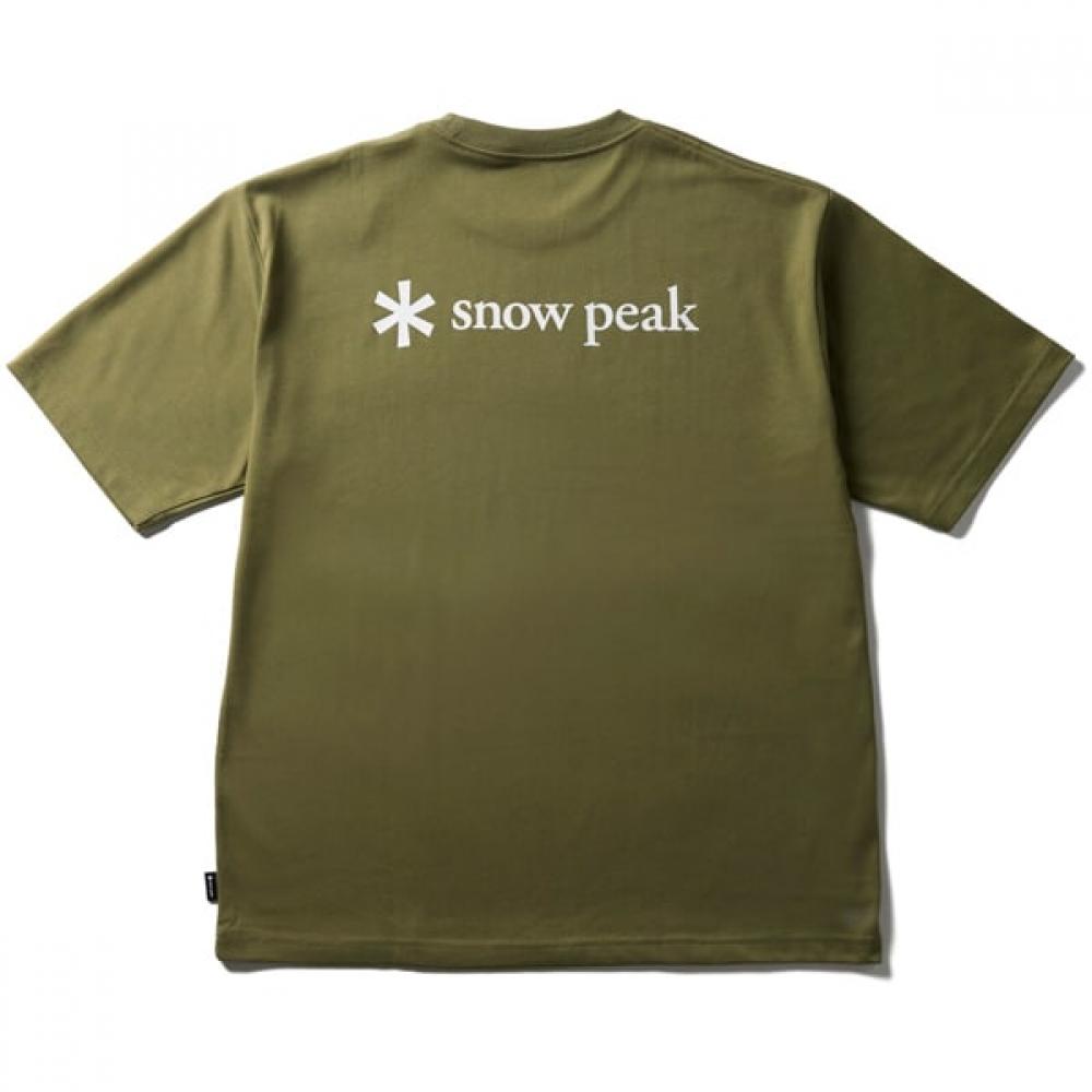 Snow Peak New STandard Back PrinTed Logo T shirT Mens cuT Sewn Olive Xxl Size Nsd Ts 25au004