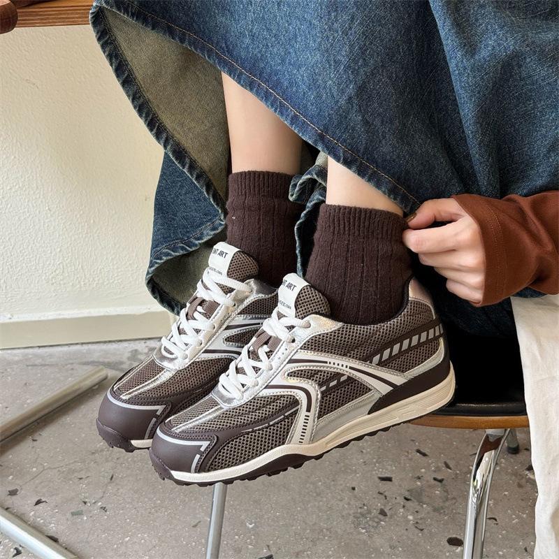 

Outdoor runaway inner height increase women s autumn new mesh breathable tide casual shoes 35 коричневый