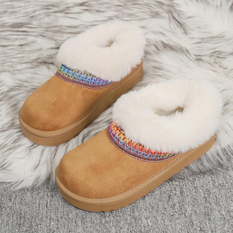 Autumn and winter new wool mouth foot cover low-top velvet cotton shoes women's cross-border large-size warm cloth thick-soled snow boots