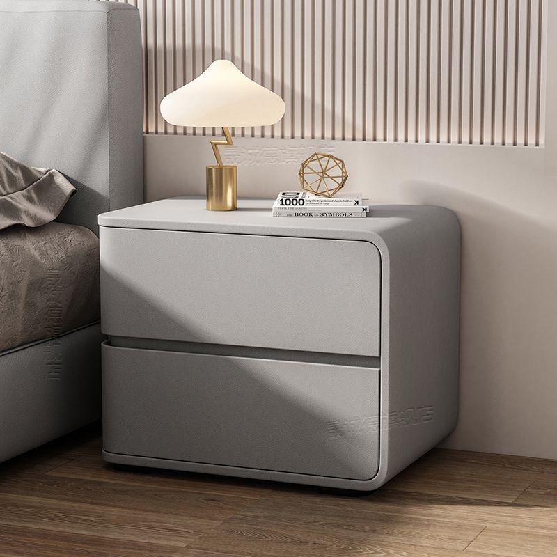 Modern Cream Leather Bedside Table - No Installation Needed